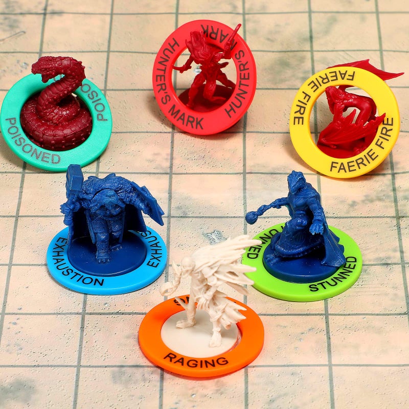 ALIZERO Upgraded ALIZERO DND Miniatures Condition Rings - 96 D&D Status Effect Markers in 24 Frequently Used Conditions - Pathfinder and Dungeons & Dragons Accessories - Premium Storage Box with Foam Padding - Image 5